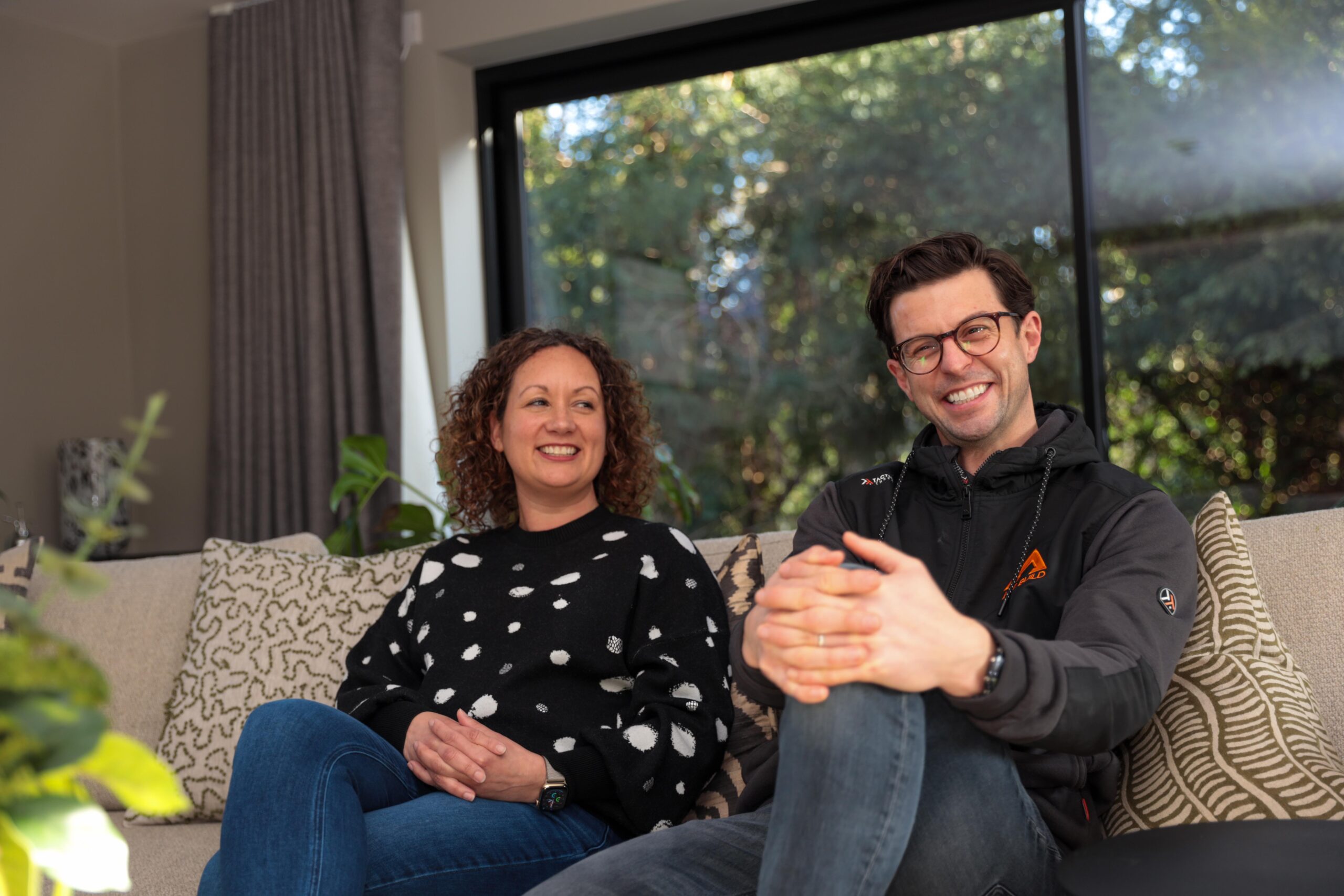 Haven Lodge client sharing their home renovation experience with an ACR Build team member in St Albans.